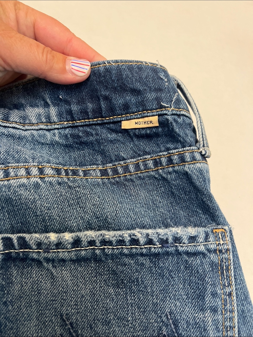 MOTHER Mid Blue Straight Leg Jeans - Picture 6 of 16